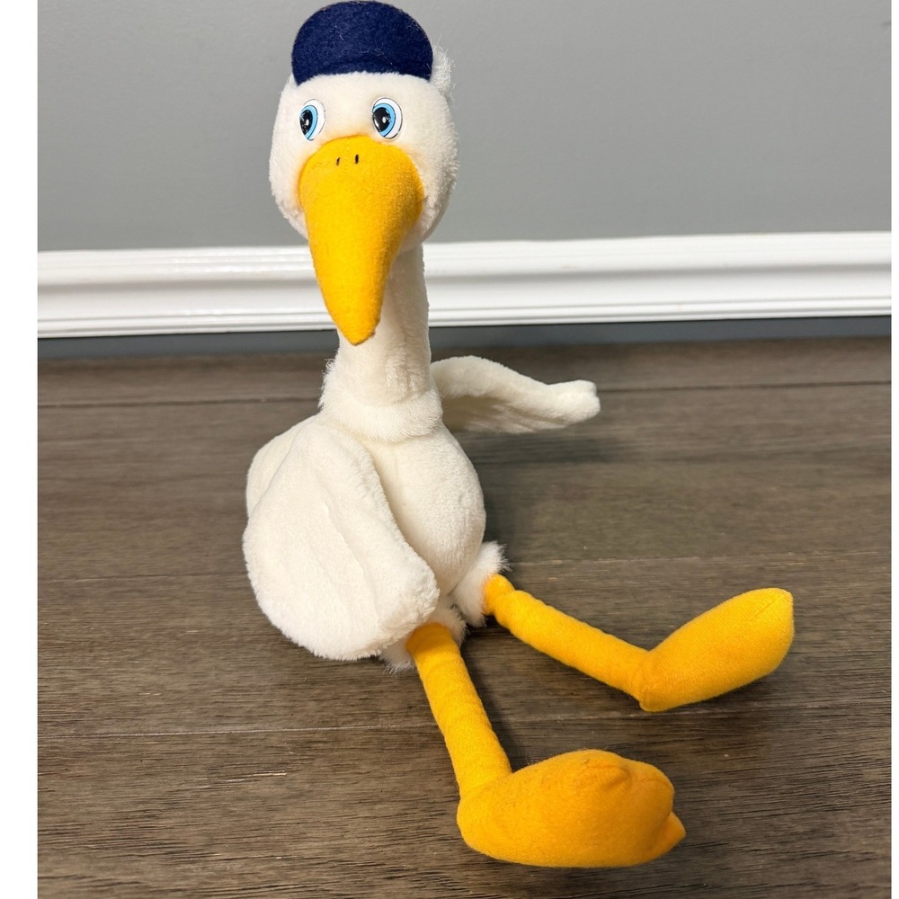 Vintage Steven Smith‎ Stuffed Animals Stork Plush White Bird Blue Cap